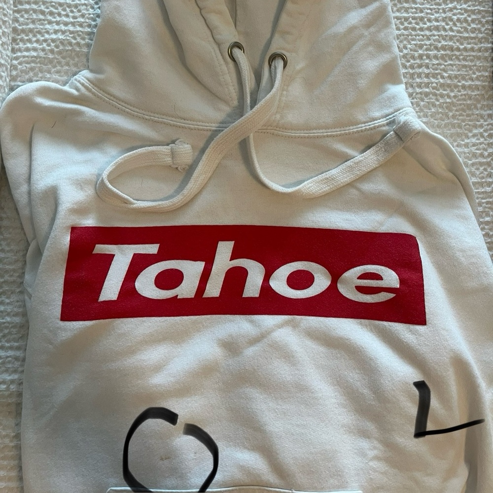 White Hoodie with Red Logo